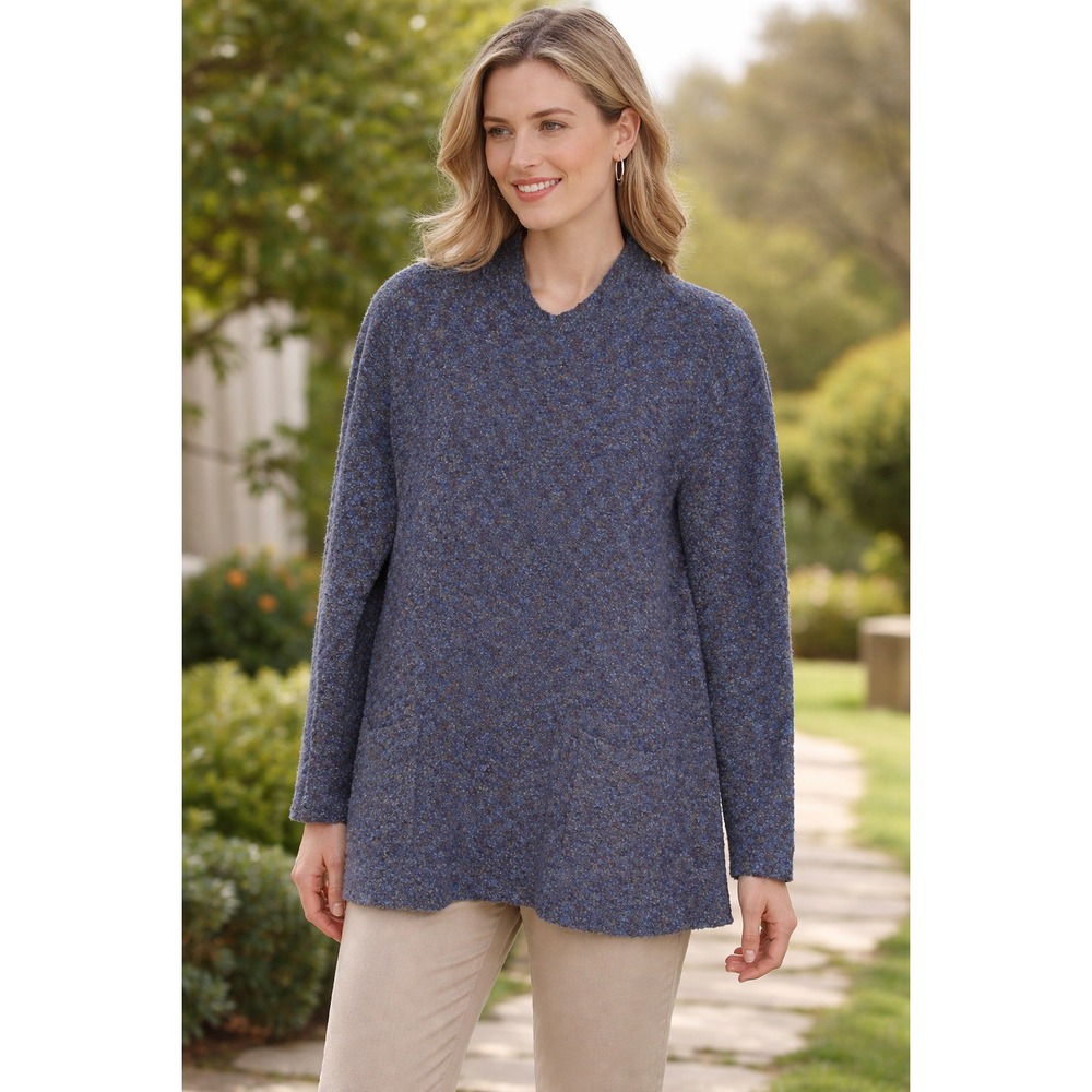 Real Clothes Saks Fifth Avenue SZ PS Wool Blend Knit Sweater Textured Boucle